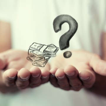 price background check service us search man holding question mark and dollar bills in hands